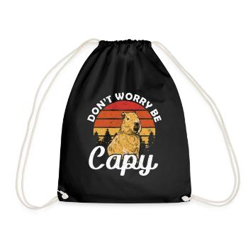 Sunset Dont Worry be Capy Wasserschwein - Turnbeutel - Schwarz - Vorne