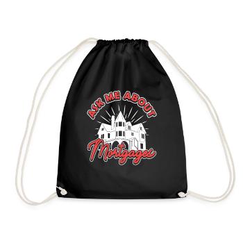 Ask Me about Mortgages Mortgage Loan Advisor - Drawstring Bag - black - Front