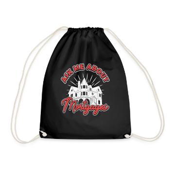 Ask Me about Mortgages Mortgage Loan Advisor - Drawstring Bag - black - Front