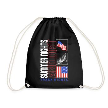Racing Shirt, Summer Nights And Dirt Track Lights - Drawstring Bag - black - Front