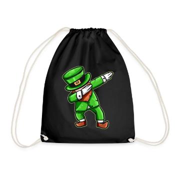 Kawaii Dabbing Leprechaun for St. Patrick's Day - Drawstring Bag - black - Front