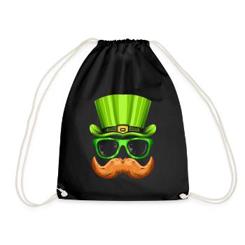 Red Beard Green Hat And Glasses Costume For St. - Drawstring Bag - black - Front