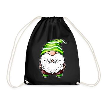 Gnome With Striped Pointed Cap For St. Patricks - Turnbeutel - Schwarz - Vorne