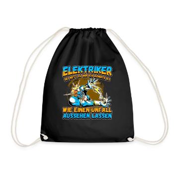 Elektriker - Sei nett zu mir - Elektroniker Lustig - Turnbeutel - Schwarz - Vorne