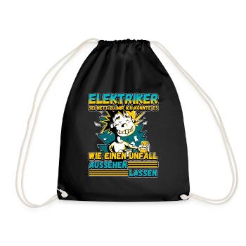 Elektriker - Sei nett zu mir - Elektroniker Lustig - Turnbeutel - Schwarz - Vorne