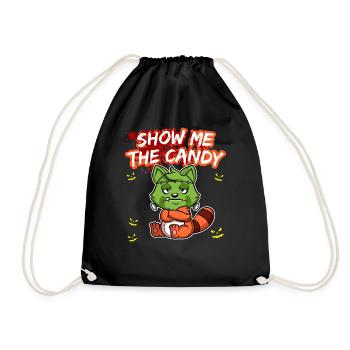 Show Me The Candy Halloween Costume Trick Or Treat - Drawstring Bag - black - Front