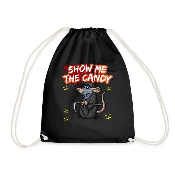 Show Me The Candy Halloween Costume Trick Or Treat - Drawstring Bag - black - Front