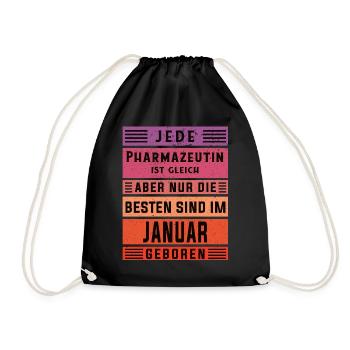 Laborant Geburtstag Januar geboren Pharmazeutin - Turnbeutel - Schwarz - Vorne