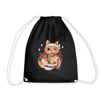 Cat Eating Ramen Soup Japanese Soup Noodles Japan - Turnbeutel - Schwarz - Vorne