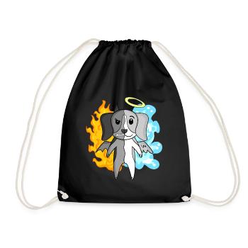 Dog Beagle - Angel and Devil - Drawstring Bag - black - Front