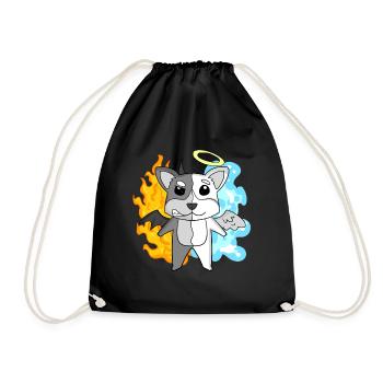 Dog Welsh Corgi Pembroke - Angel and Devil - Drawstring Bag - black - Front