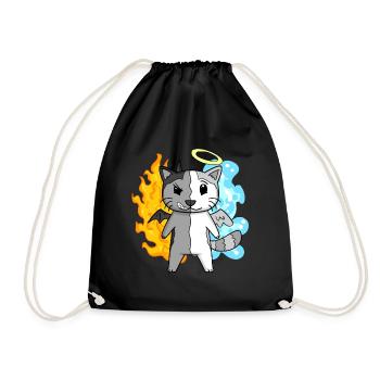 Cat Angel and Devil - Drawstring Bag - black - Front