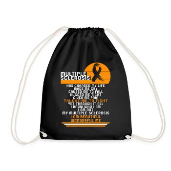 MS Awareness Shirt, I Am Beautiful Wonderful Me - Drawstring Bag - black - Front