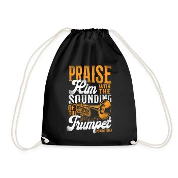 Trumpet Player Vintage Praise Him - Drawstring Bag - black - Front