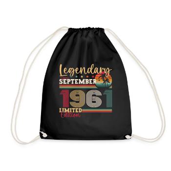 Legendary September 1961 61st birthday gift - Drawstring Bag - black - Front