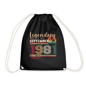 Legendary September 1981 41st birthday gift - Drawstring Bag - black - Front