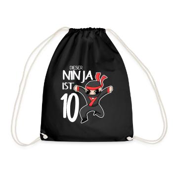 10 Jahre Junge Ninja - 10 Geburtstag - Ich bin 10 - Turnbeutel - Schwarz - Vorne
