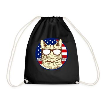 Chat avec drapeau d’Amérique I amoureux des chats ameri - Sac de sport léger - noir - Devant