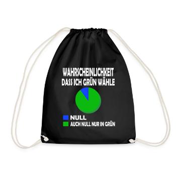 Wahrscheinlichkeit dass ich Grün wähle Null T-Shi - Turnbeutel - Schwarz - Vorne