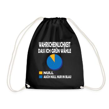 Wahrscheinlichkeit dass ich Grün wähle Null T-Shi - Turnbeutel - Schwarz - Vorne