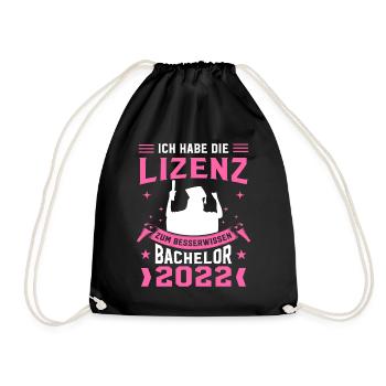 Ich Habe Die Lizenz Zum Besserwissen Abschluss Bac - Turnbeutel - Schwarz - Vorne