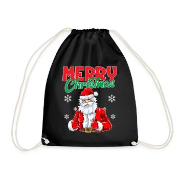 Merry Christmas Frohe Weihnachten Xmas Lustiger Sa - Turnbeutel - Schwarz - Vorne