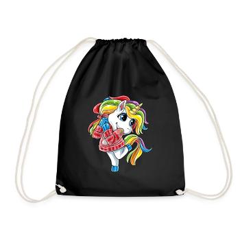 Lustiges Einhorn mit Christmas Ugly Sweater Weihna - Turnbeutel - Schwarz - Vorne
