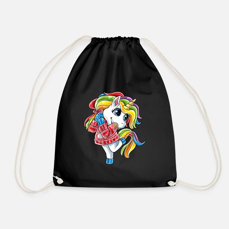 Lustiges Einhorn mit Christmas Ugly Sweater Weihna - Turnbeutel - Schwarz