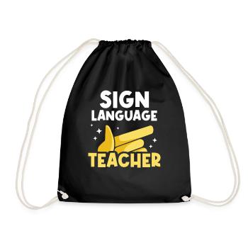 Gebärdensprache Lehrer Gestik Gebärden Awareness - Turnbeutel - Schwarz - Vorne