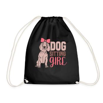 Dog Sitter Girl Dog Sitting - Drawstring Bag - black - Front