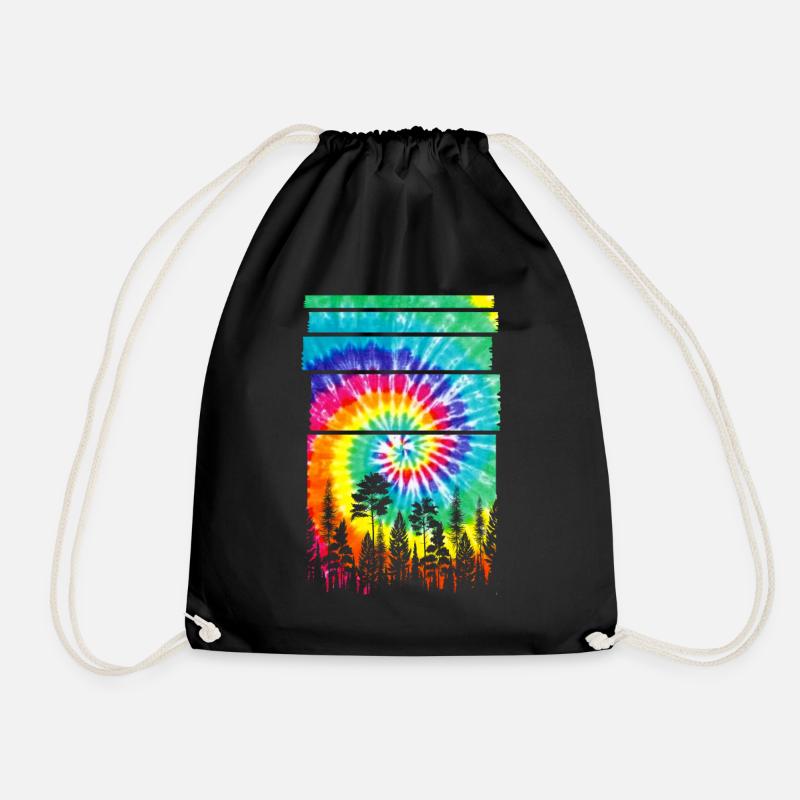 Wald Hippie Batik Natur Bäume Wald - Turnbeutel - Schwarz