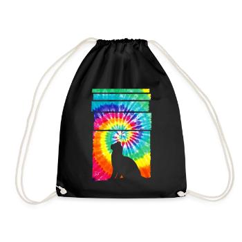Cat Hippie Tie Dye - Turnbeutel - Schwarz - Vorne