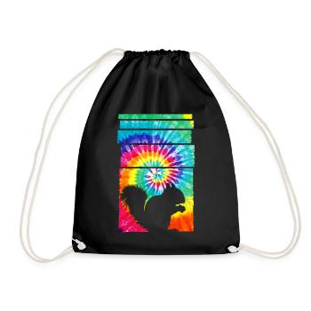Squirrel Hippie Tie Dye - Drawstring Bag - black - Front