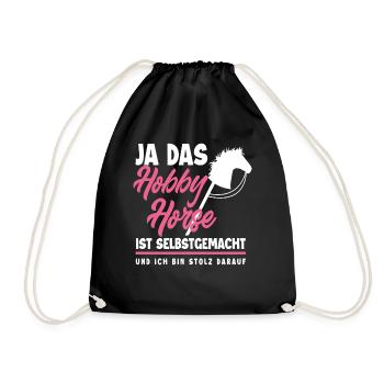 Hobby Horse Steckenpferd Reiten - Turnbeutel - Schwarz - Vorne