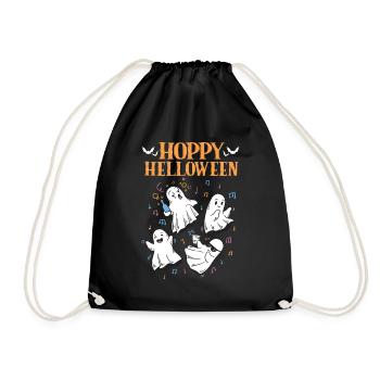 Ghost Beer Mug Funny Hoppy Halloween - Drawstring Bag - black - Front