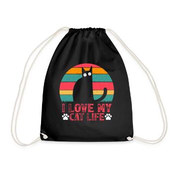 Funny Cat Meme Cat Owner Cat Lover - Drawstring Bag - black - Front