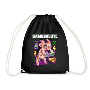 Gamesolotl Axolotl Gamer Molche Gamerin Gaming - Turnbeutel - Schwarz - Vorne