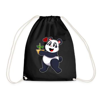 Panda Bambus - Turnbeutel - Schwarz - Vorne
