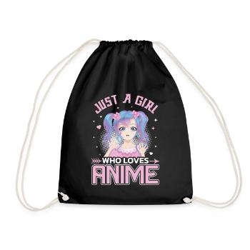 Just a girl who loves Anime! Japan Comic Cartoon - Drawstring Bag - black - Front