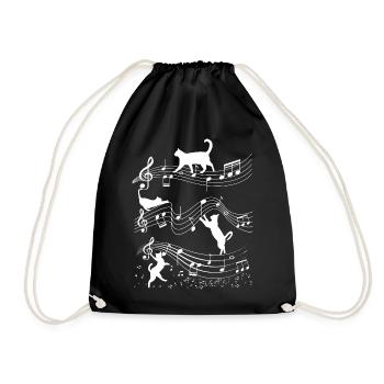 Cat Music Sheet Music Musician Outfit! e.g. piano - Drawstring Bag - black - Front