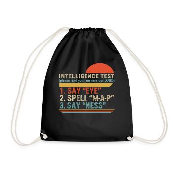 Father Shirt, Intelligence Test Read Your Answers - Drawstring Bag - black - Front
