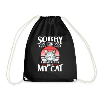 Unfortunately can't I have plans with my cat - Drawstring Bag - black - Front