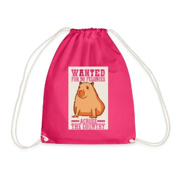 Capybara Water License - Drawstring Bag - fuchsia - Front