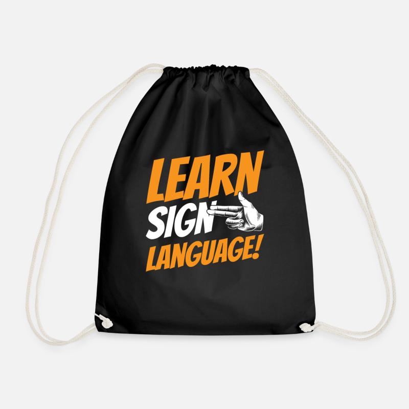 Gebärdensprache Lernen Awareness Gestik Gebärden - Turnbeutel - Schwarz