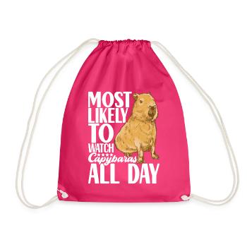 Capybara Water License - Drawstring Bag - fuchsia - Front