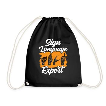 Gebärdensprache Experte Gestik Gebärden Awareness - Turnbeutel - Schwarz - Vorne