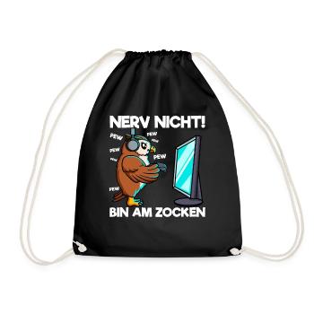 Nerve not am at gaming gaming owl - Drawstring Bag - black - Front