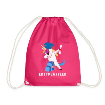Dabbing Unicorn First Graders - Drawstring Bag - fuchsia - Front