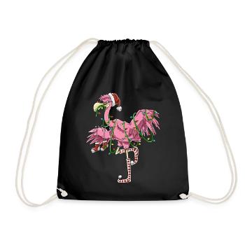 Flamingo Weihnachtsbaum Christmas Pinke Weihnachte - Turnbeutel - Schwarz - Vorne