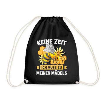 Keine Zeit Ich Muss Zu Meinen Mädels Imkerei Imker - Turnbeutel - Schwarz - Vorne